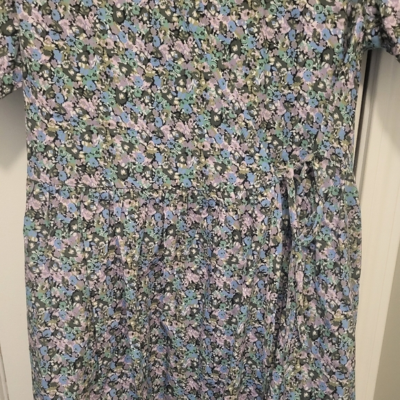 Frank & Oak The Summer Loose Fit Dress Size X-small  Blue And Purple Floral 💜 - Picture 7 of 13